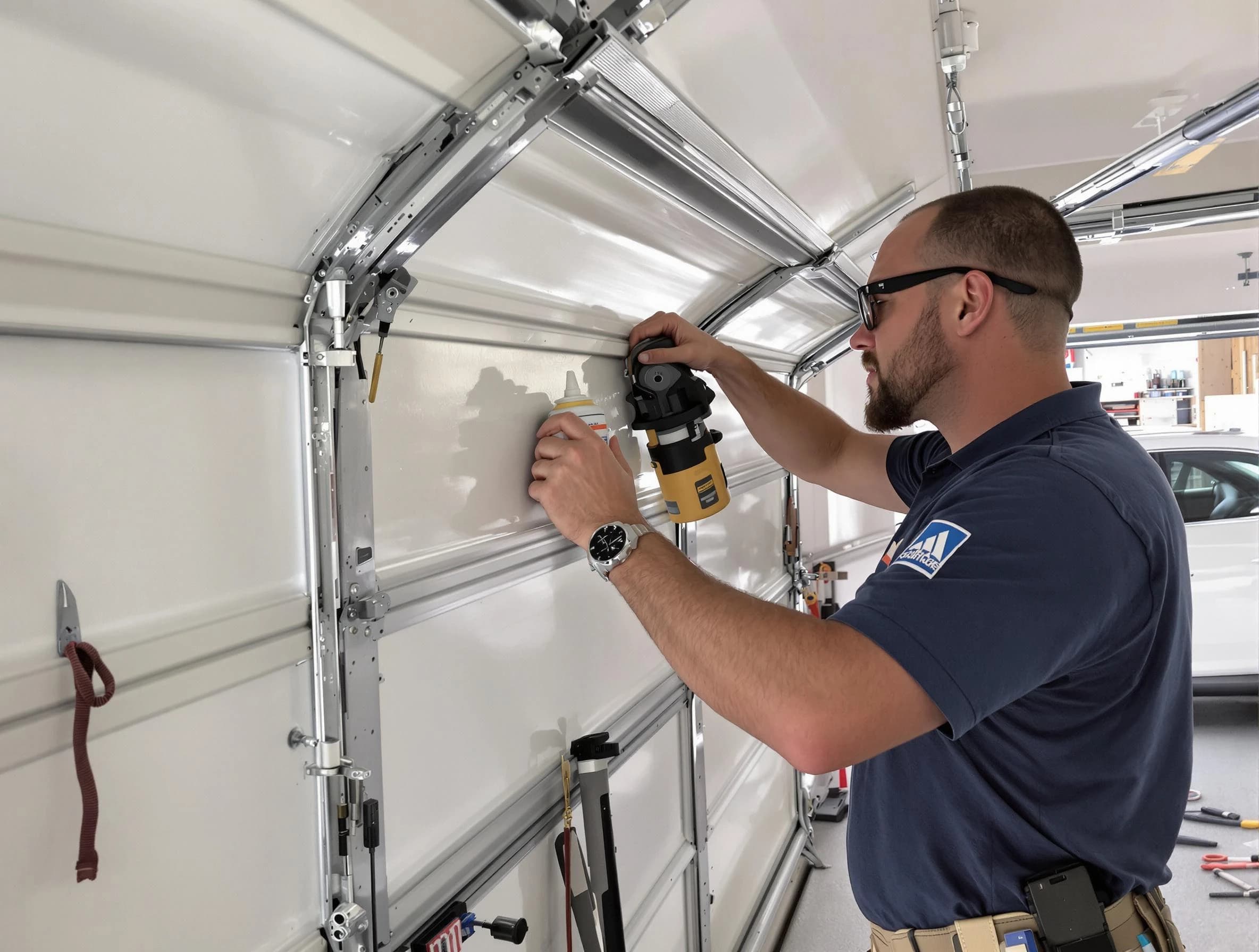 Madison Garage Door Repair technician performing comprehensive noise reduction service in Madison