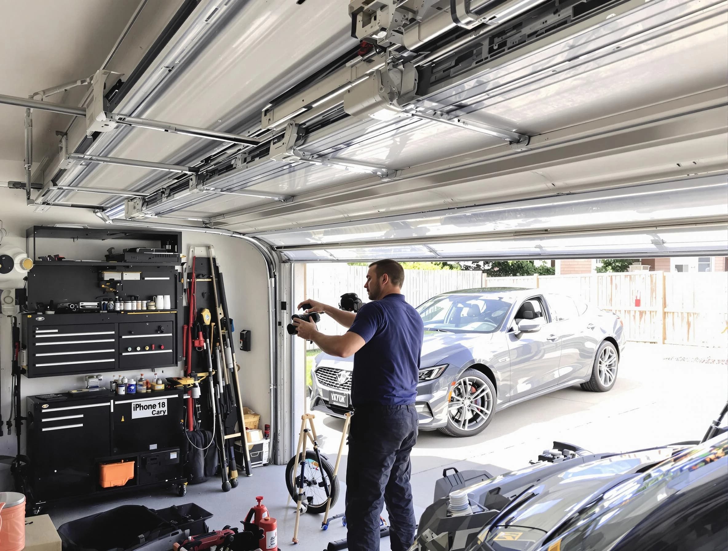 Madison Garage Door Repair technician fixing noisy garage door in Madison