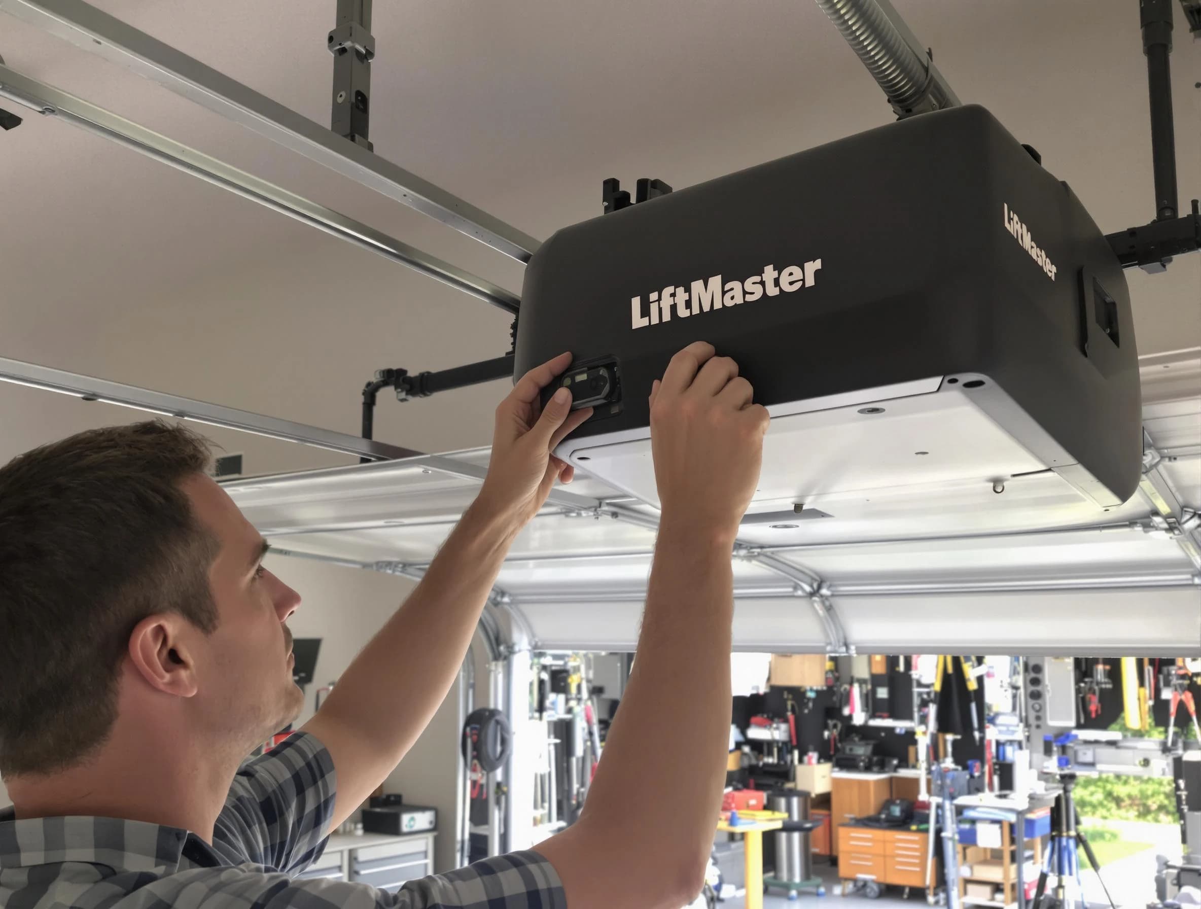 Madison Garage Door Repair technician repairing garage door opener in Madison