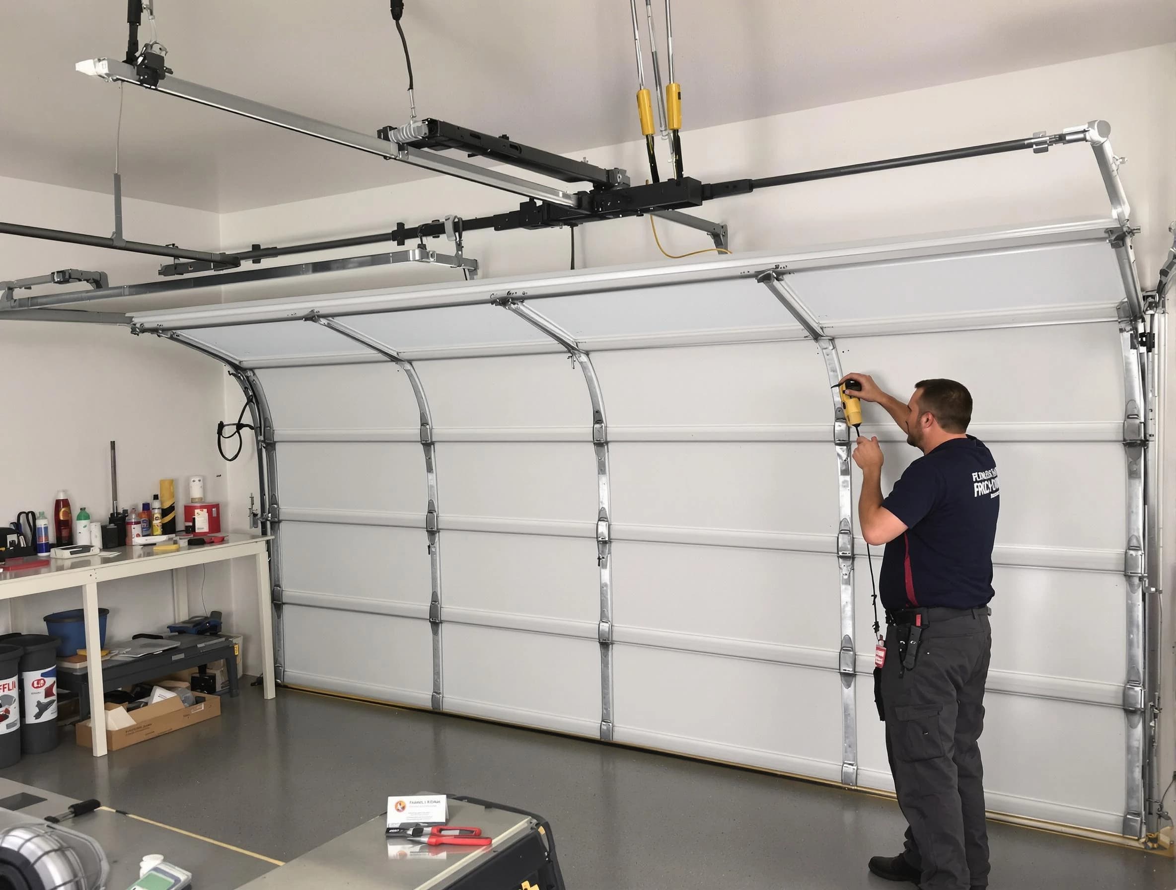 Madison Garage Door Repair certified technician performing overhead door system repair in Madison