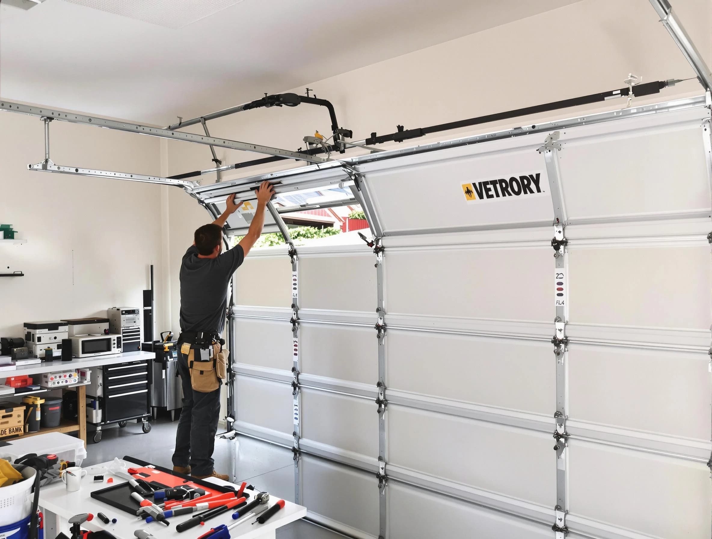 Madison Garage Door Repair technician performing section replacement in Madison