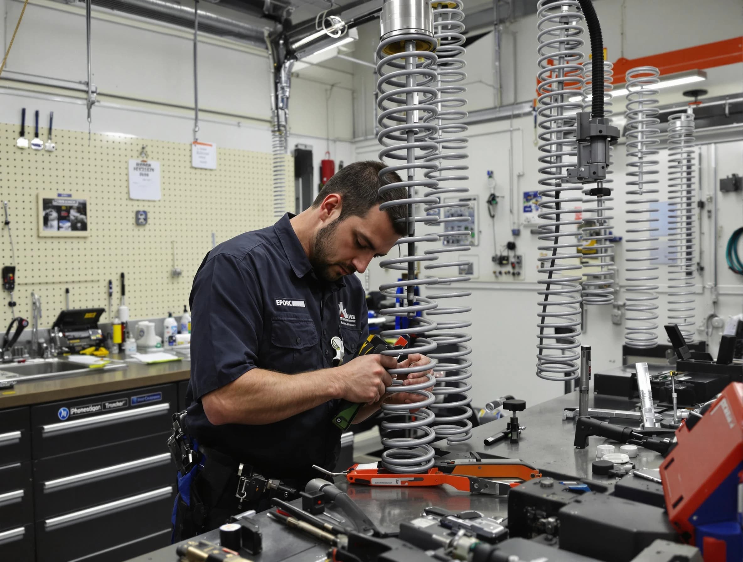 Madison Garage Door Repair technician performing spring repair in Madison