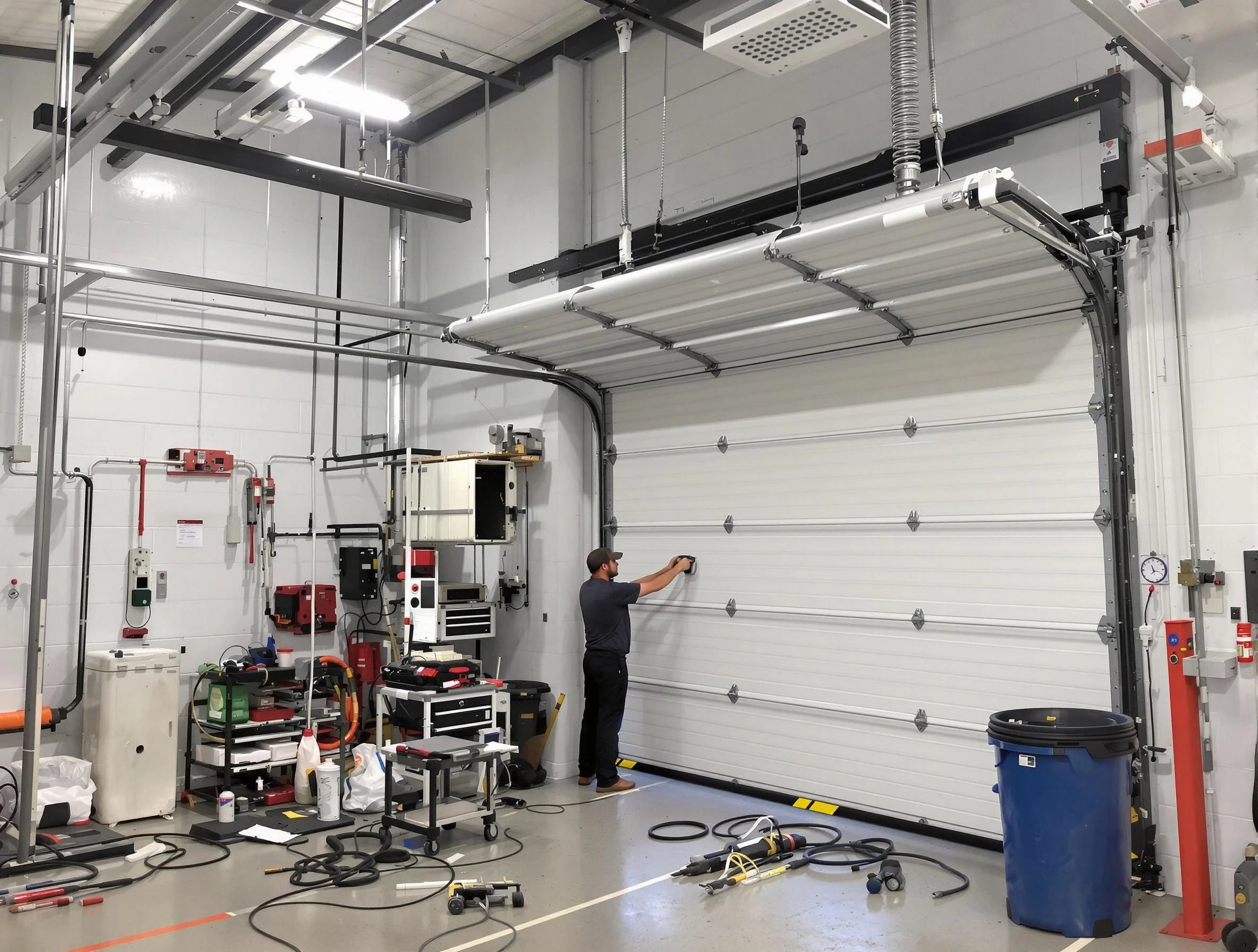 Madison Garage Door Repair certified technician performing commercial door repair at a Madison business facility
