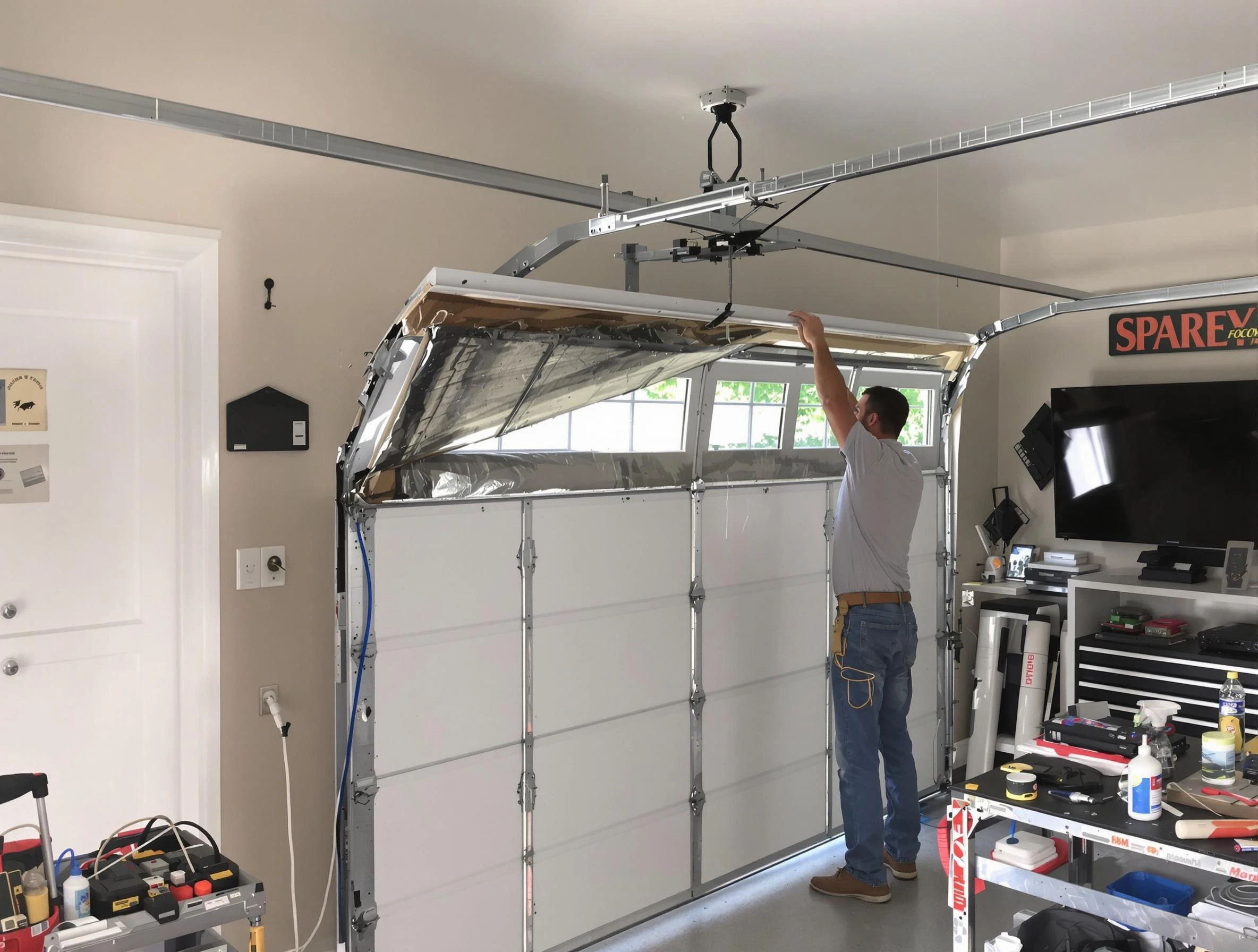Garage door section replacement by Madison Garage Door Repair in Madison