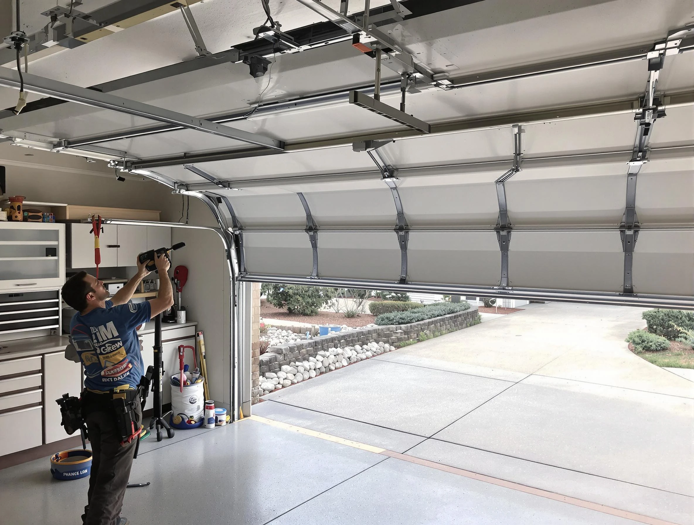 Garage door track repair service by Madison Garage Door Repair in Madison